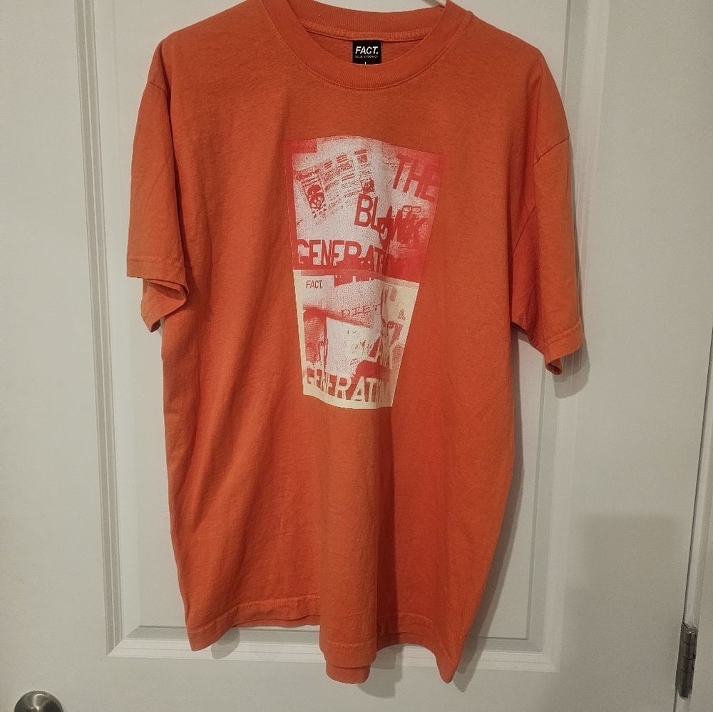 ORANGE  MENS "MADE TO DESTROY " TEE SHIRT. SIZE LARGE.  NWOT.